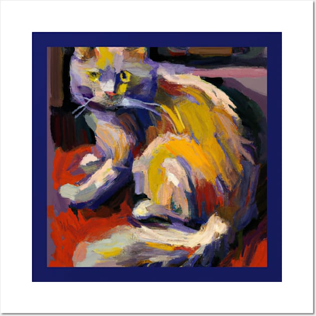 Painting of a Cat in the Style of Cezanne Wall Art by Star Scrunch